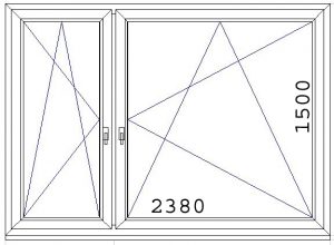238x150cm-es kétszárnyú ablak